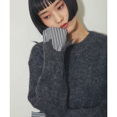 アナザーエス ANOTHER S ストライプレイヤード風 クラッシュニットプルオーバー （オフホワイト）｜詳細画像