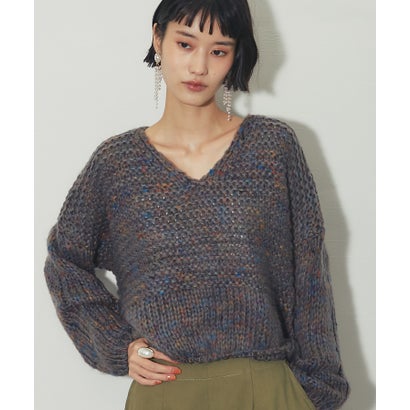 アナザーエス ANOTHER S ミックスネップローゲージ ルーズニットプルオーバー （イエロー）｜詳細画像