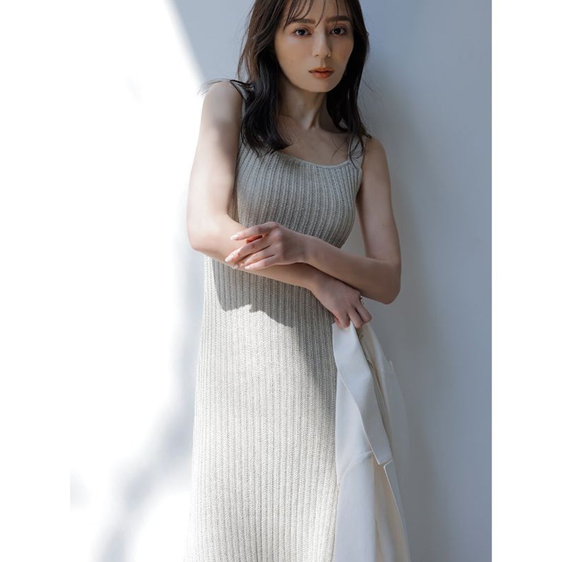 アニュアンス anuans アシメヘムリブニットワンピース （BEIGE