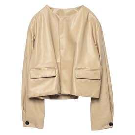 アニュアンス anuans ショートエコレザージャケット （BEIGE