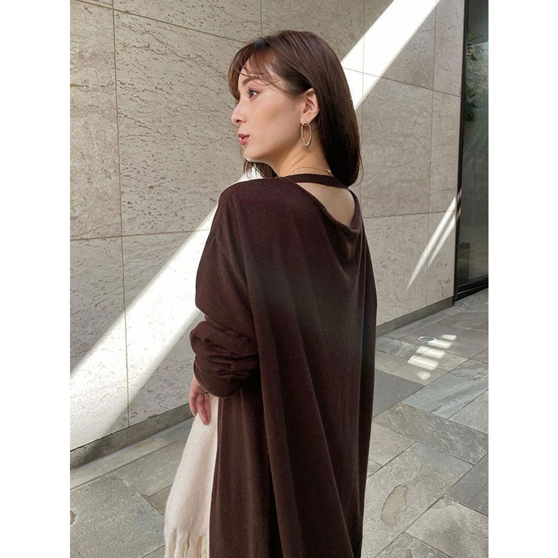 アニュアンス anuans アンゴラ混ドレープニットワンピース （BROWN 