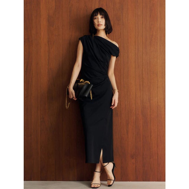 ドレープナローカットワンピース （BLACK）