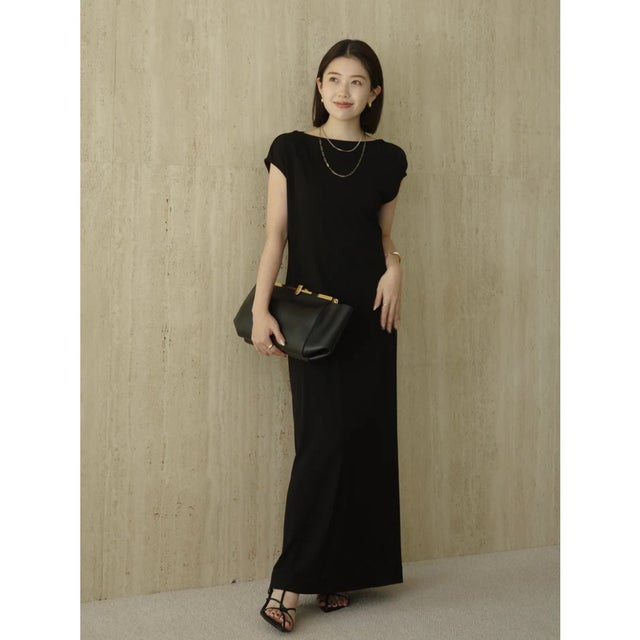 バックドレープカットワンピース （BLACK）