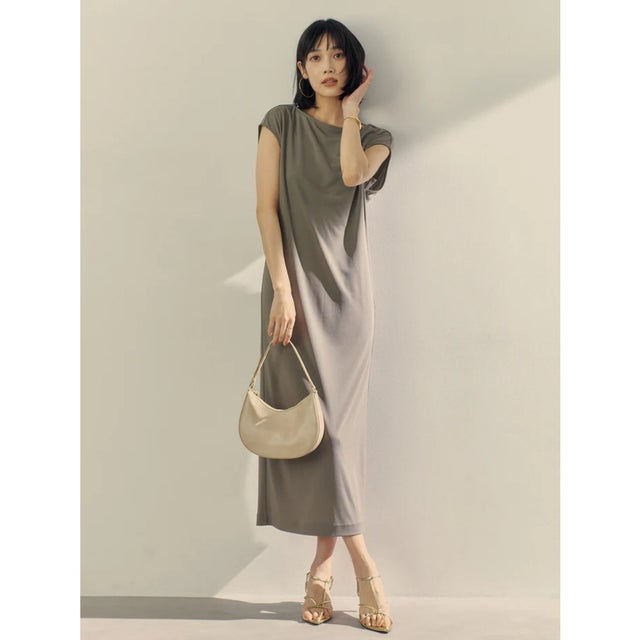 バックドレープカットワンピース （KHAKI GREY）