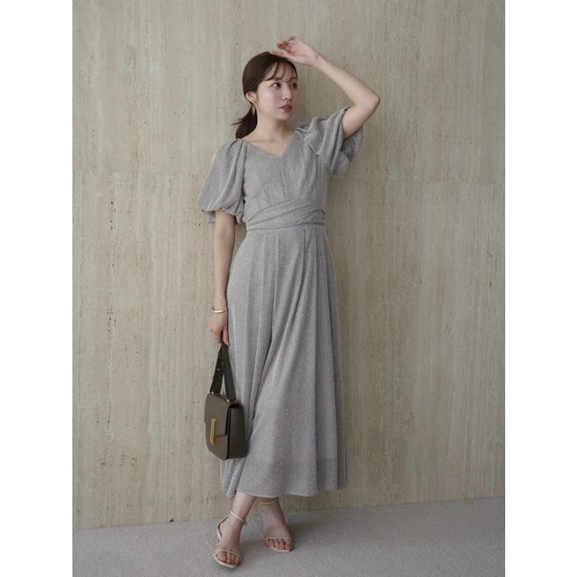 カラミレースタックスリーブワンピース （BEIGE）