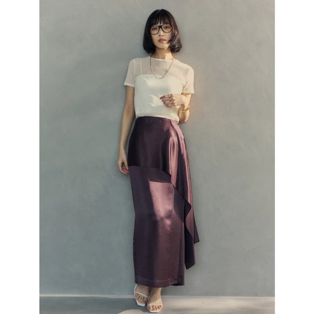 2wayラップストレートスカート （BROWN）
