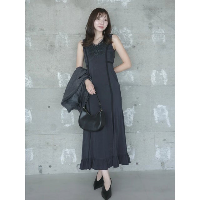 レースディティールワンピース （BLACK）