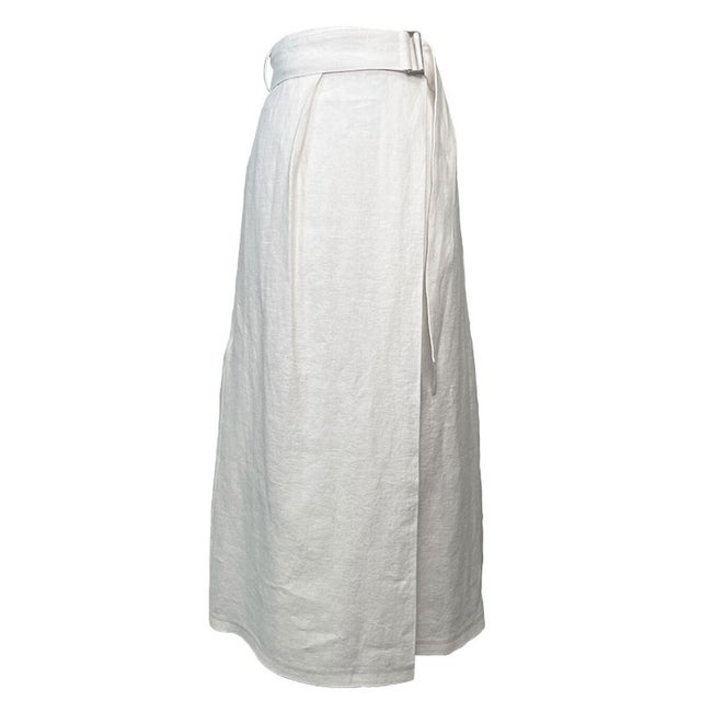 バックタックリネンラップスカート （WHITE）