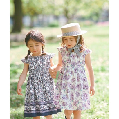 ANY KIDS 【WEB限定柄有】総柄 サマー ワンピース （ラベンダー系ネコ）｜詳細画像