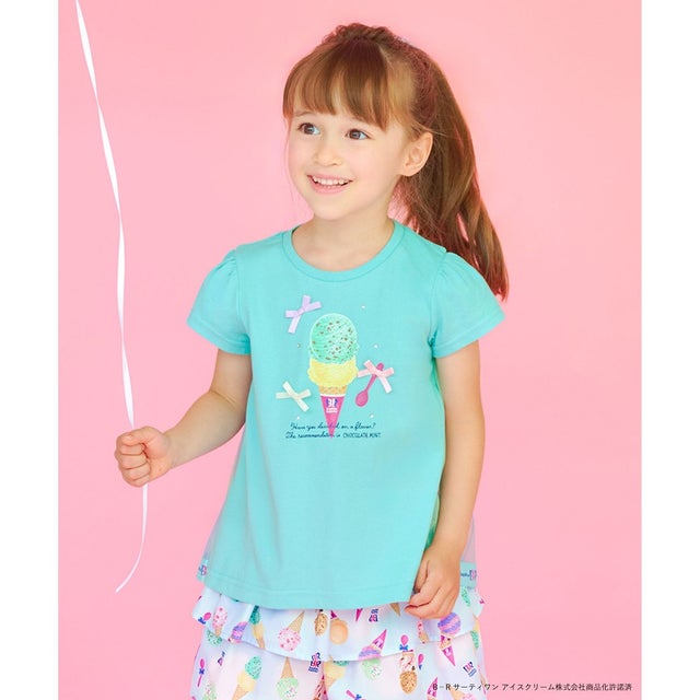 【any FAM×サーティワン アイスクリーム】うしろひらひらTシャツ （ミント）