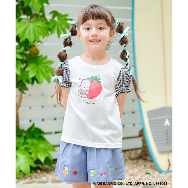 【any FAM ×サンリオキャラクターズ】パフスリーブ Tシャツ （ポチャッコ×オフホワイト）