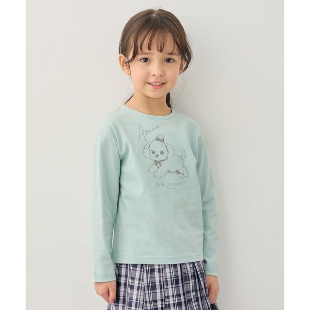 【一部店舗/WEB限定】【綿100%】プリント 長袖Tシャツ （ミント×イヌ）