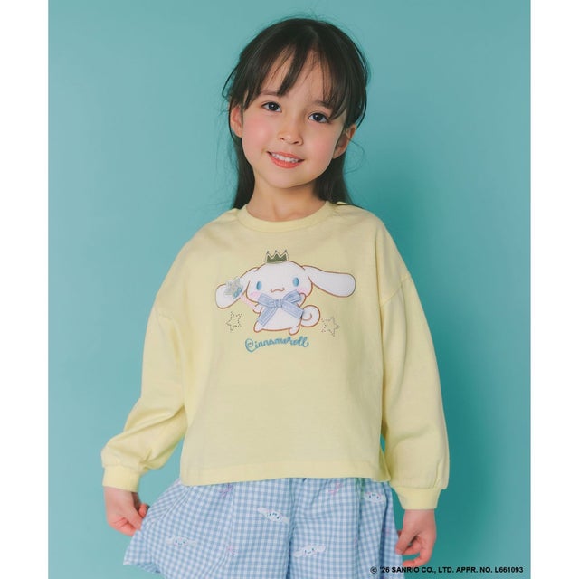 【シナモロール×ANY KIDS】アップリケ 長袖Tシャツ （クリーム）