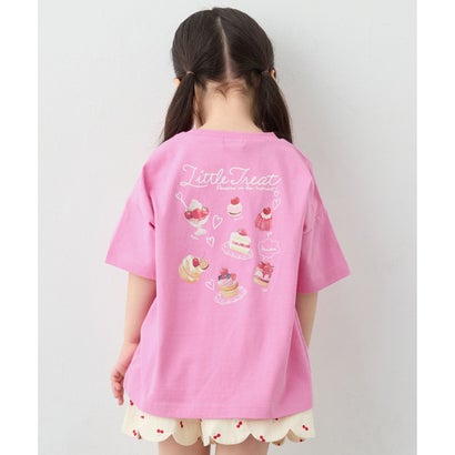 【綿100%】バックプリント オーバーサイズTシャツ （ピンク×スイーツ）｜詳細画像