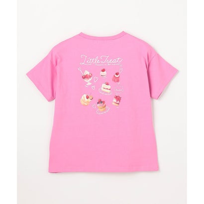 【綿100%】バックプリント オーバーサイズTシャツ （ピンク×スイーツ）｜詳細画像