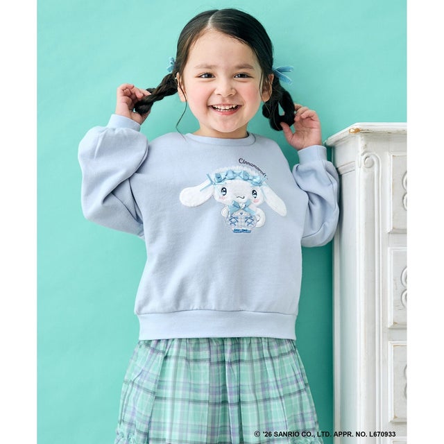 【サンリオキャラクターズ×ANY KIDS】夢リボン アップリケ トレーナー （シナモロール×サックスブルー）