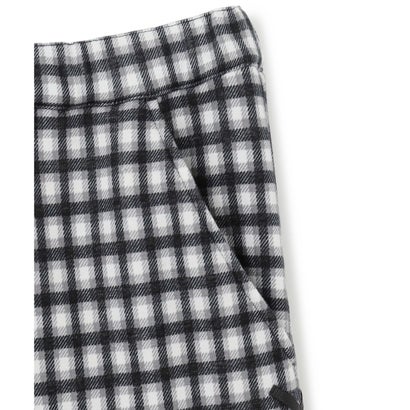 あったか チェック×リボン 裏シャギーワイドパンツ （ブラック）｜詳細画像