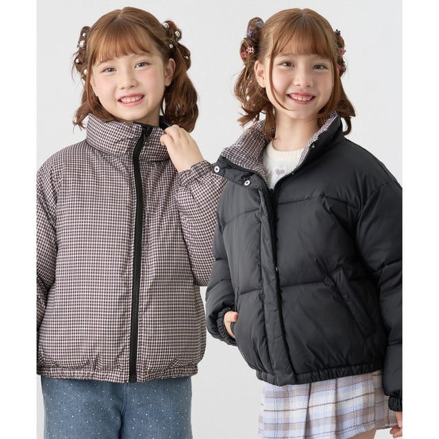 中綿リバーシブルゾン （ブラック×チェック）