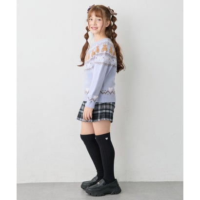 スカート見え チェックキュロット （サックスブルー）｜詳細画像