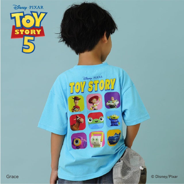 【DISNEY/PIXAR】トイ・ストーリー/集合アート ワイド半袖Tシャツ （サックス）