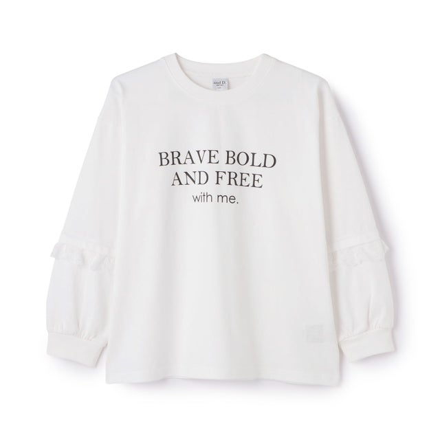 レースレイヤード風長袖Tシャツ （オフ ホワイト）