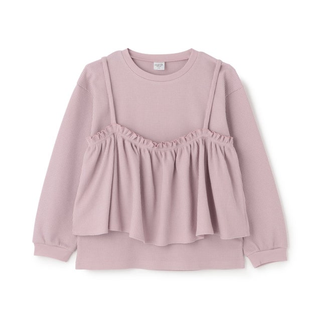 ワッフルキャミセット長袖Tシャツ （ラベンダー）