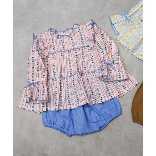 ライン花柄チュニック&ブルマセット 【返品不可商品】 （ピンク）