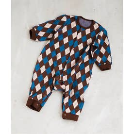 【リンク】ジャガード総柄カバーオール  【返品不可商品】 （ブラウン）