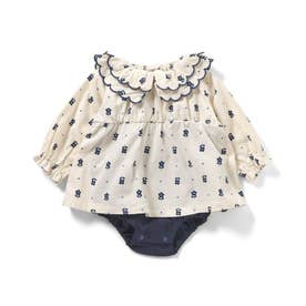 【リンク】花柄スカラップ襟ボディースーツ 【返品不可商品】 （アイボリー）