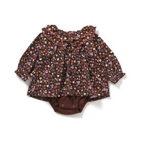 【リンク】花柄スカラップ襟ボディースーツ 【返品不可商品】 （ブラウン）