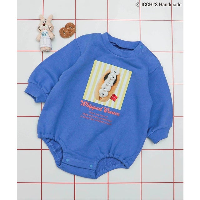 ICCH'S HANDMADE裏毛ボディースーツ 【返品不可商品】 （ブルー）