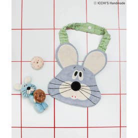 【ICCHI'S HANDMADE】フェイスモチーフスタイ 防水シート 【返品不可商品】 （サックス）