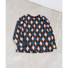 【リンク】ジャガード総柄Tシャツ  （ブラウン）