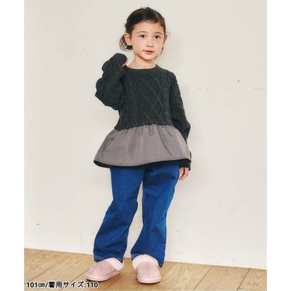 ケーブルニットドッキングトップス  洗濯機で洗える （キャメル）｜詳細画像