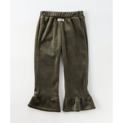 あったかカットコールパンツ(裾フリル) 10分丈 （カーキ）｜詳細画像