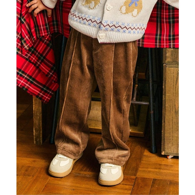 あったかカットコールパンツ(ストレート) 10分丈 （キャメル）