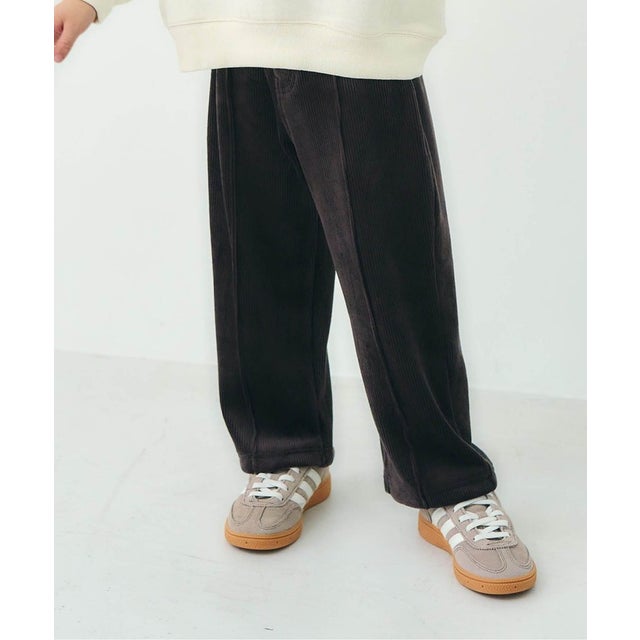 あったかカットコールパンツ(ストレート) 10分丈 （チャコール）