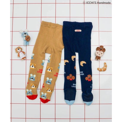 ICCHI'S HANDMADE総柄タイツ （ベージュ）｜詳細画像
