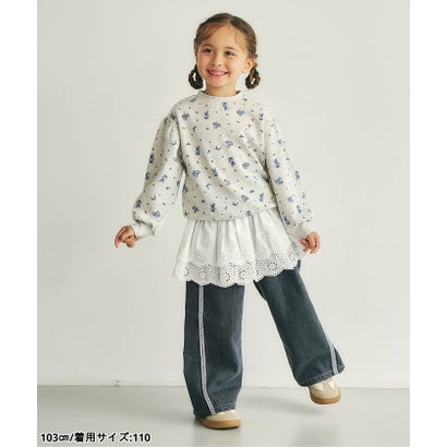 ラインレースデニムパンツ  10分丈 （ブラック）｜詳細画像