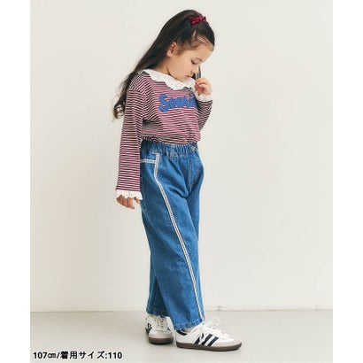 ラインレースデニムパンツ  10分丈 （ブルー）｜詳細画像