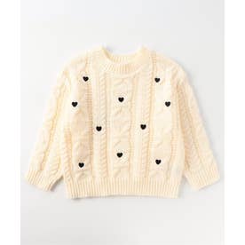 刺繍ケーブルニット （アイボリー）