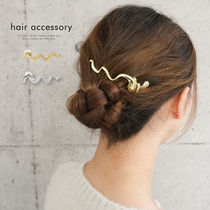 マットメタルウェーブクリップヘアアクセサリー （ゴールド）｜詳細画像