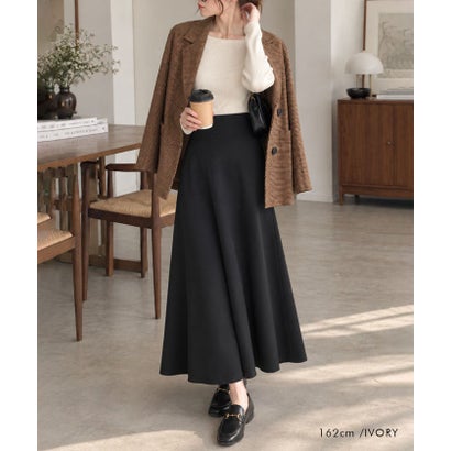 アクアガレージ aquagarage スクエアネックリブニットトップス （ブラウン）｜詳細画像