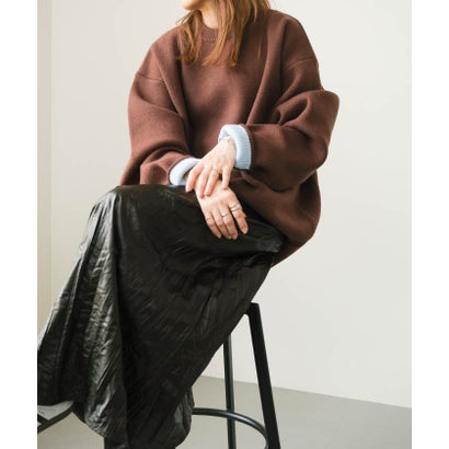 アクアガレージ aquagarage オーバーサイズ ニット トップス 秋冬 厚手 （ブラック）｜詳細画像