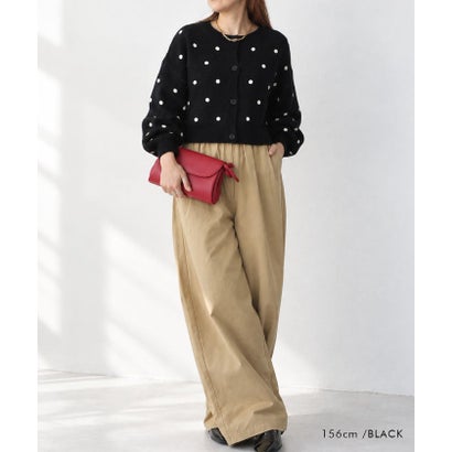 ドット柄ショートカーディガン （グレー）｜詳細画像