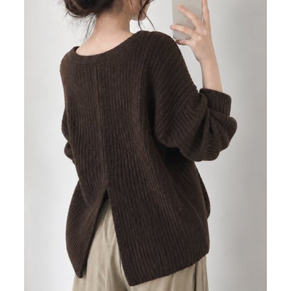 アクアガレージ aquagarage ボートネック2wayニットトップス （チャコール）｜詳細画像