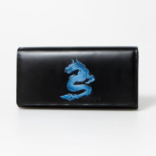 
                    ネオドラゴン かぶせがま口長財布 （ブルー）
