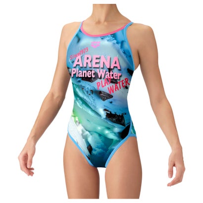 アリーナ arena スイミング タフスーツ トレーニングワンピース オープンバック レディース 練習用水着 水泳 競泳 スイムウェア プ （GRWH グレー×ホワイト）｜詳細画像