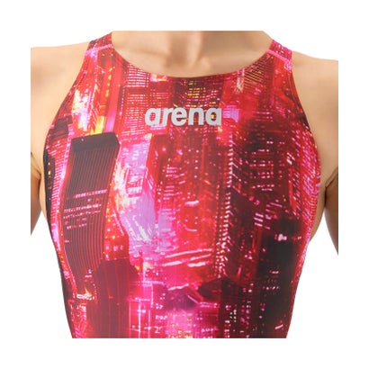 アリーナ arena スイミング アクアレーシング レーシングワンピーススパッツ オープンバック・ハーフレッグ レディース 競泳水着 水 （BKGR ブラック×グリーン）｜詳細画像