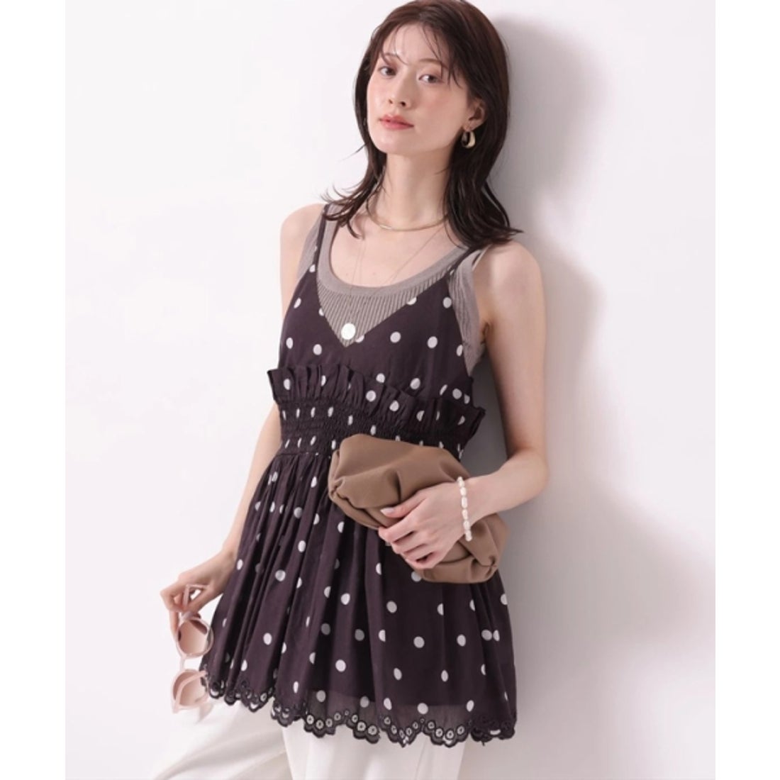【新品未使用】Arpege story〈india〉ドットプリントキャミ アルページュ ストーリー Arpege story 《店舗限定》〈india〉ドット
